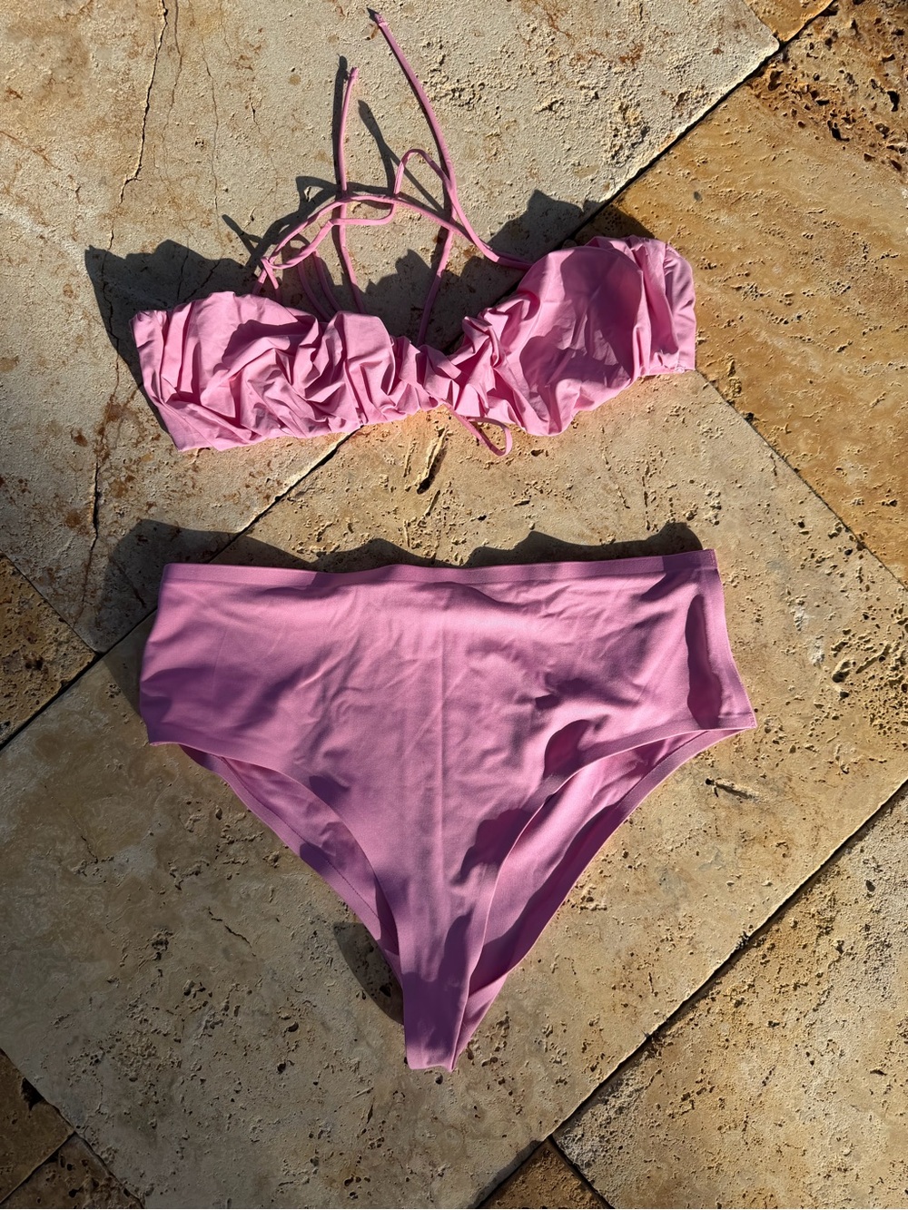 Pink Ruched Two-Piece Bikini Set - Mango